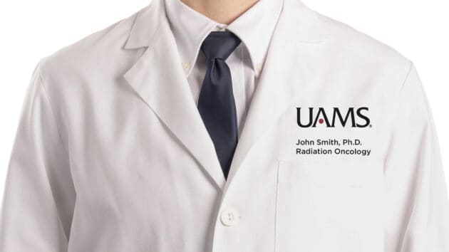 Mockup of a lab coat for a credentialed staff member