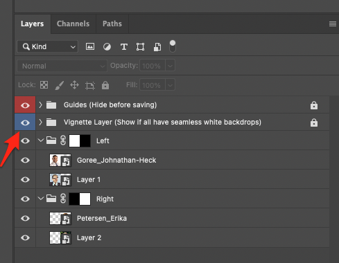 The vignette layer in the Photoshop file