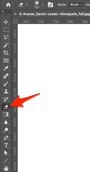 Select the Eraser Tool in Photoshop