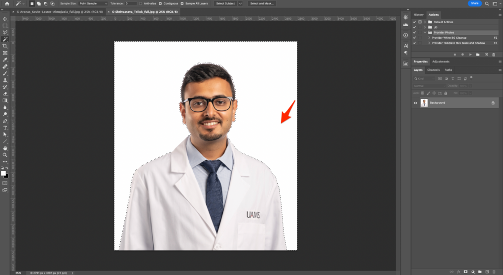 Selecting the background of an image reveals that the background is solid white