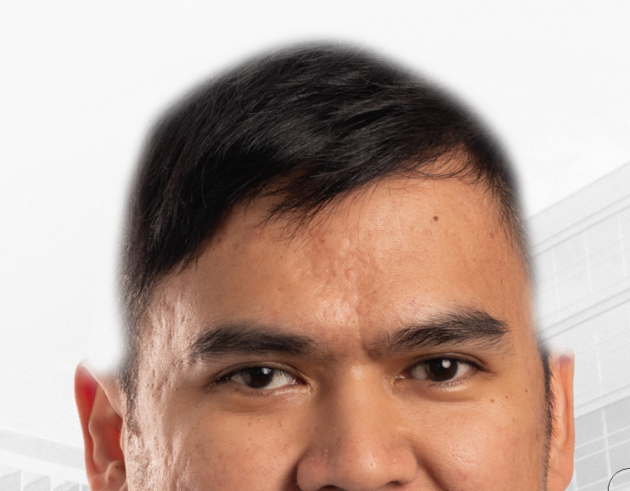 The result of masking the edge of the individual's hair in Photoshop